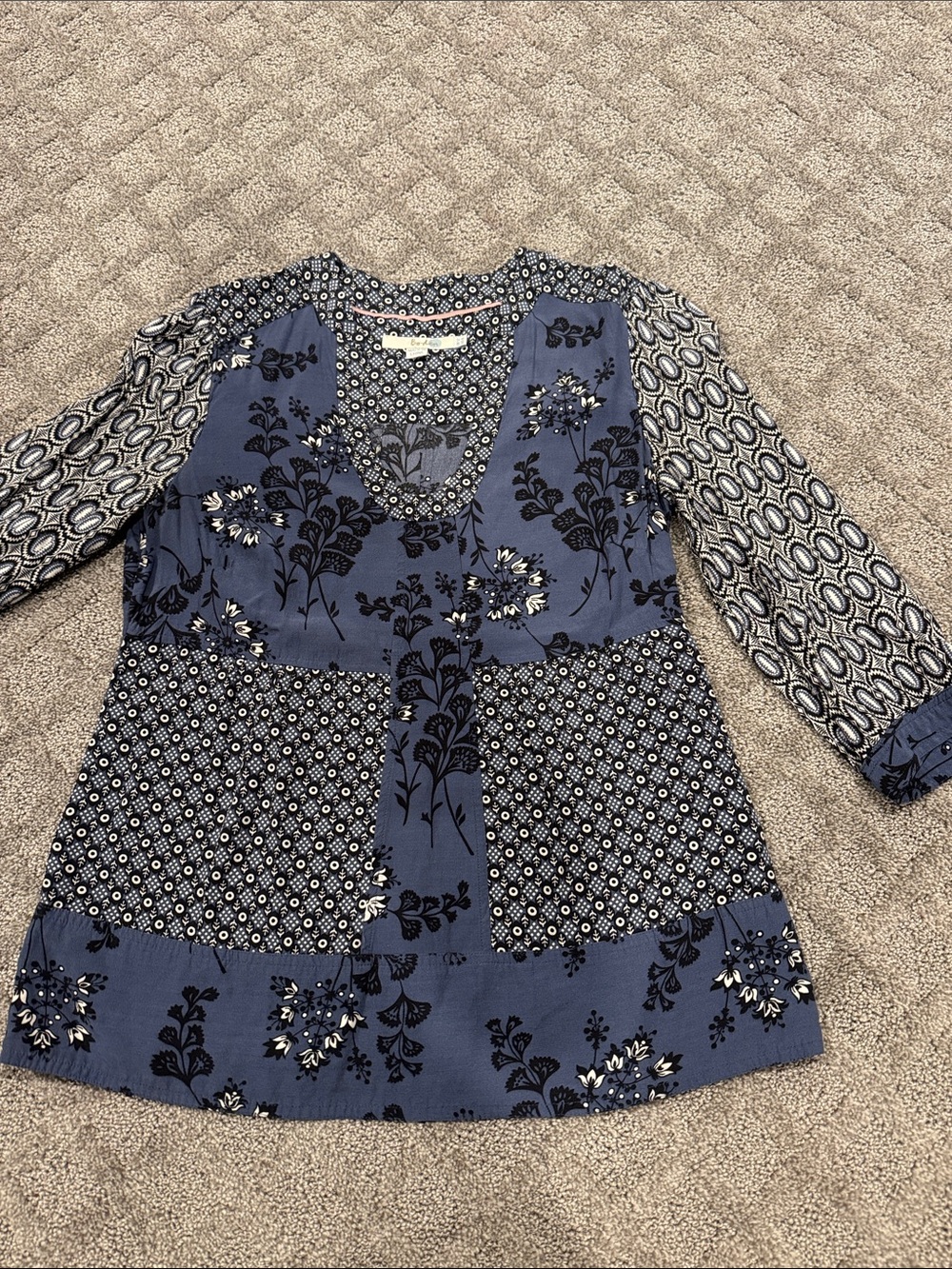Boden Blue Floral Patchwork Tunic